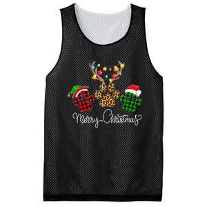 Merry Christmas Dog Paws Lights Buffalo Plaid & Leopard Xmas Mesh Reversible Basketball Jersey Tank