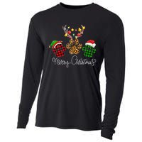 Merry Christmas Dog Paws Lights Buffalo Plaid & Leopard Xmas Cooling Performance Long Sleeve Crew