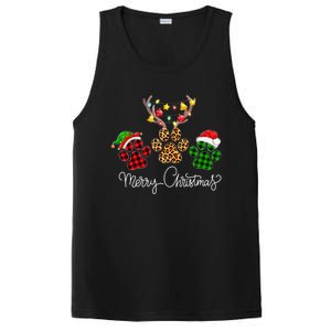 Merry Christmas Dog Paws Lights Buffalo Plaid & Leopard Xmas PosiCharge Competitor Tank