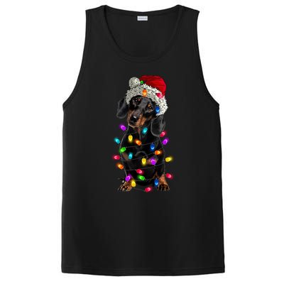 Merry Christmas Dachshund Santa Hat Lights Xmas Cute Gift PosiCharge Competitor Tank