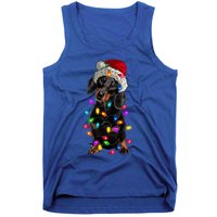 Merry Christmas Dachshund Santa Hat Lights Xmas Cute Gift Tank Top