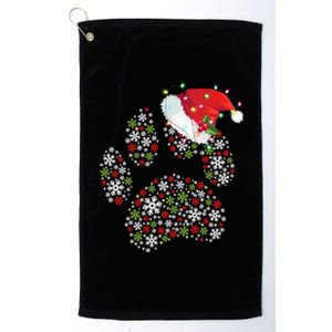 Merry Christmas Dog Paws Lights Santa Hat Snowflake Xmas Cute Gift Platinum Collection Golf Towel