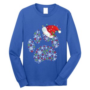 Merry Christmas Dog Paws Lights Santa Hat Snowflake Xmas Cute Gift Long Sleeve Shirt