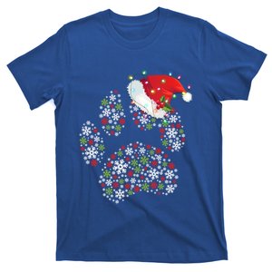 Merry Christmas Dog Paws Lights Santa Hat Snowflake Xmas Cute Gift T-Shirt