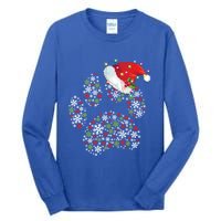 Merry Christmas Dog Paws Lights Santa Hat Snowflake Xmas Cute Gift Tall Long Sleeve T-Shirt