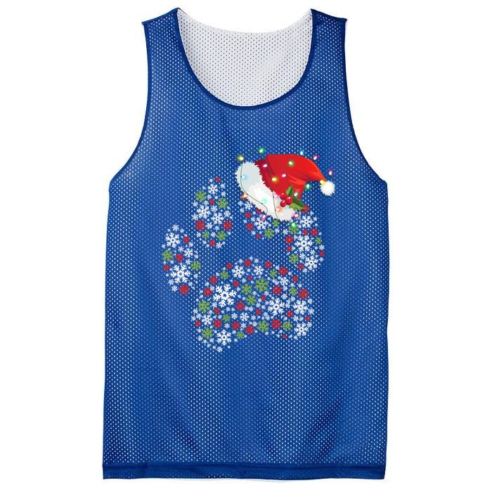 Merry Christmas Dog Paws Lights Santa Hat Snowflake Xmas Cute Gift Mesh Reversible Basketball Jersey Tank