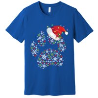 Merry Christmas Dog Paws Lights Santa Hat Snowflake Xmas Cute Gift Premium T-Shirt