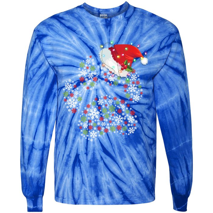 Merry Christmas Dog Paws Lights Santa Hat Snowflake Xmas Cute Gift Tie-Dye Long Sleeve Shirt