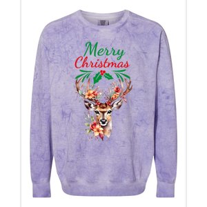 Merry Christmas Deer Colorblast Crewneck Sweatshirt