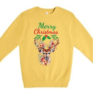 Merry Christmas Deer Premium Crewneck Sweatshirt