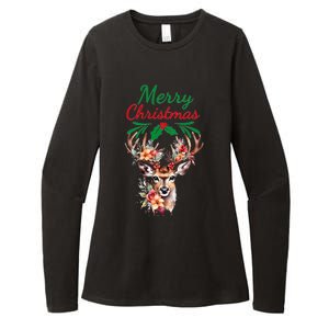 Merry Christmas Deer Womens CVC Long Sleeve Shirt