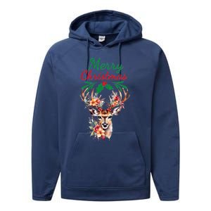 Merry Christmas Deer Performance Fleece Hoodie