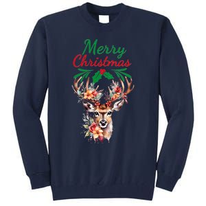 Merry Christmas Deer Tall Sweatshirt