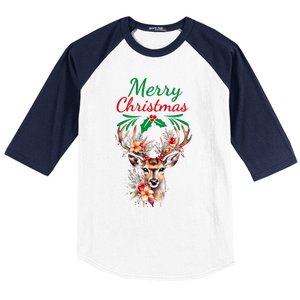 Merry Christmas Deer Baseball Sleeve Shirt