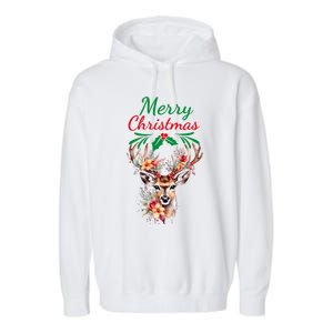 Merry Christmas Deer Garment-Dyed Fleece Hoodie