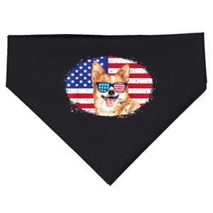 Merica Corgi Dog 4th Of July American Flag USA-Made Doggie Bandana