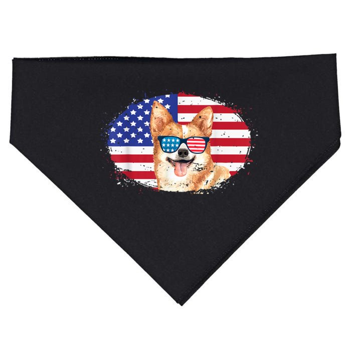 Merica Corgi Dog 4th Of July American Flag USA-Made Doggie Bandana