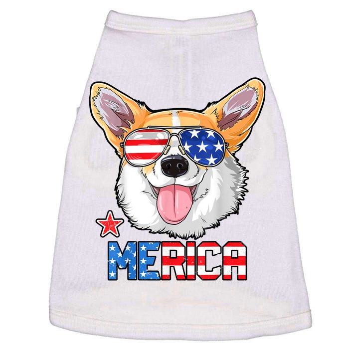 Merica Corgi Dog 4th Of July American Flag Doggie Tank