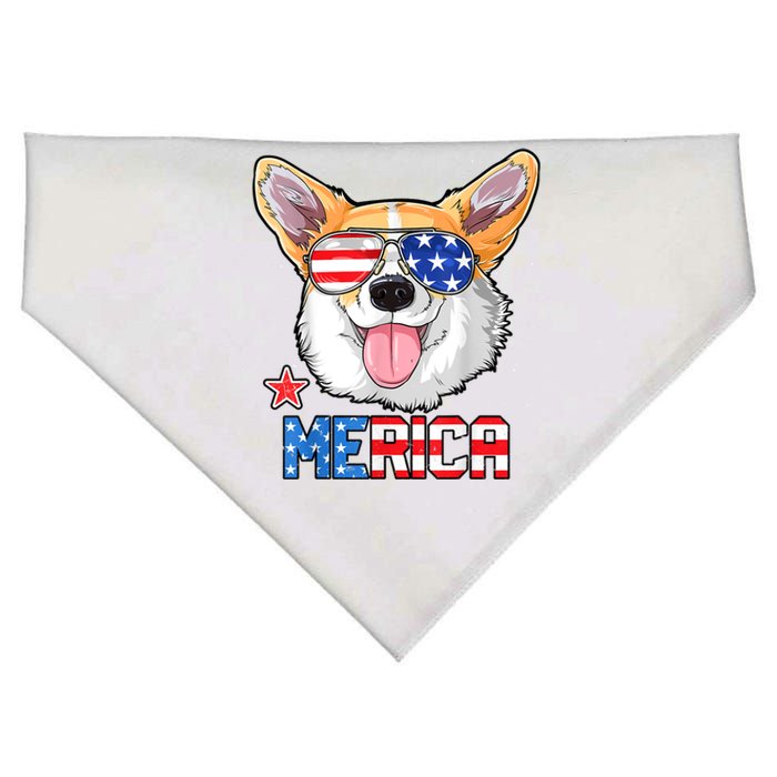 Merica Corgi Dog 4th Of July American Flag USA-Made Doggie Bandana