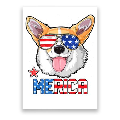 Merica Corgi Dog 4th Of July American Flag Poster