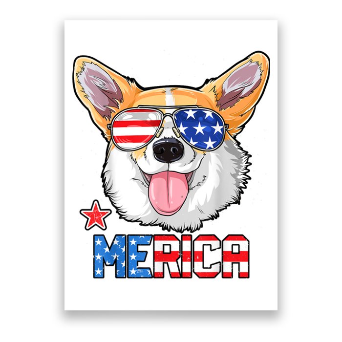 Merica Corgi Dog 4th Of July American Flag Poster