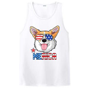 Merica Corgi Dog 4th Of July American Flag PosiCharge Competitor Tank