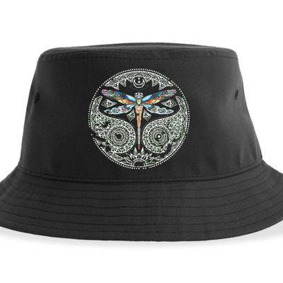 Magical Colorful Dragonfly Tribal Mandala Sustainable Bucket Hat