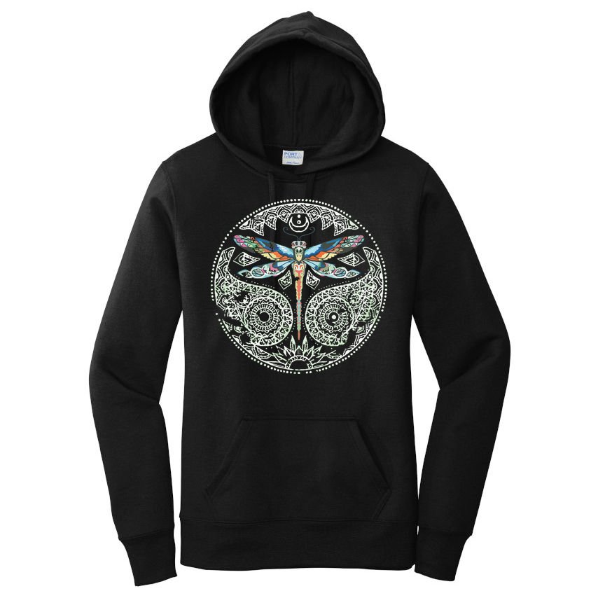 Magical Colorful Dragonfly Tribal Mandala Women's Pullover Hoodie
