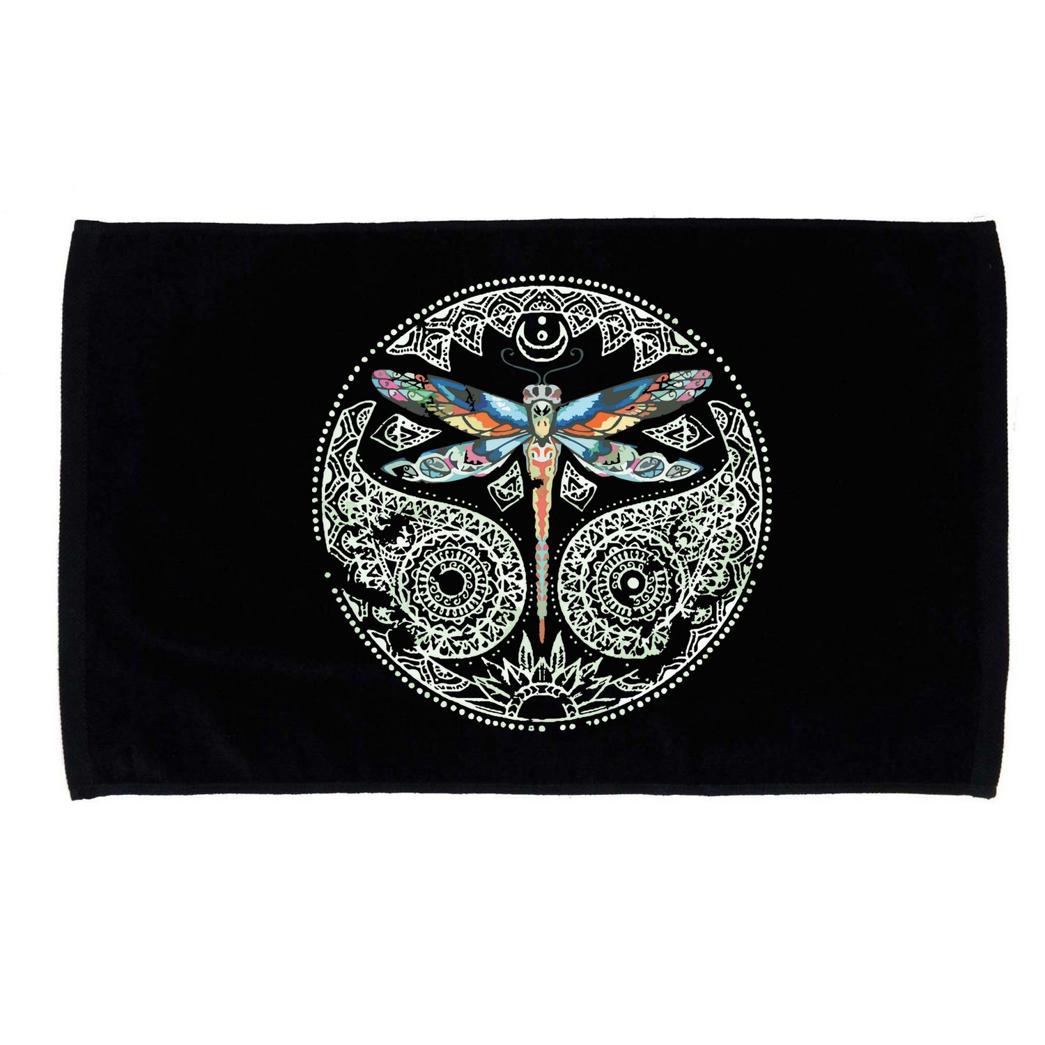 Magical Colorful Dragonfly Tribal Mandala Microfiber Hand Towel