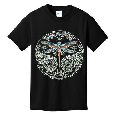 Magical Colorful Dragonfly Tribal Mandala Kids T-Shirt