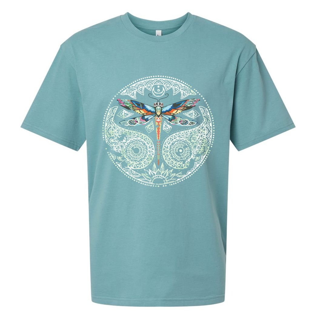 Magical Colorful Dragonfly Tribal Mandala Sueded Cloud Jersey T-Shirt