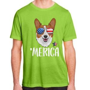 Merica Corgi Dog 4th Of July American Flag Adult ChromaSoft Performance T-Shirt