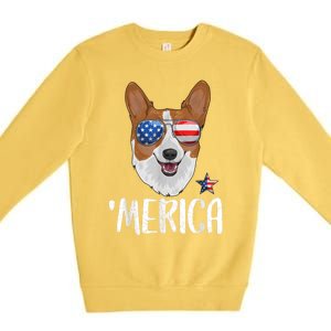 Merica Corgi Dog 4th Of July American Flag Premium Crewneck Sweatshirt