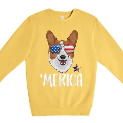 Merica Corgi Dog 4th Of July American Flag Premium Crewneck Sweatshirt