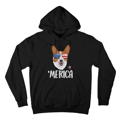 Merica Corgi Dog 4th Of July American Flag Hoodie