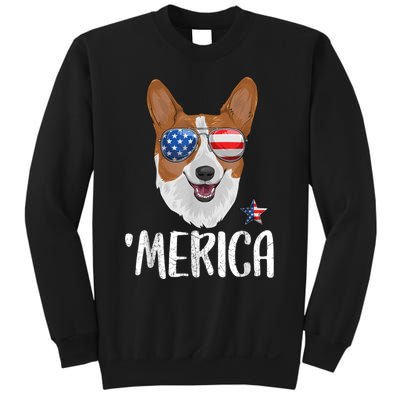 Merica Corgi Dog 4th Of July American Flag Sweatshirt