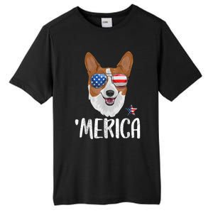 Merica Corgi Dog 4th Of July American Flag Tall Fusion ChromaSoft Performance T-Shirt