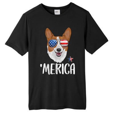 Merica Corgi Dog 4th Of July American Flag Tall Fusion ChromaSoft Performance T-Shirt