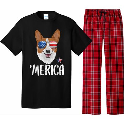 Merica Corgi Dog 4th Of July American Flag Pajama Set