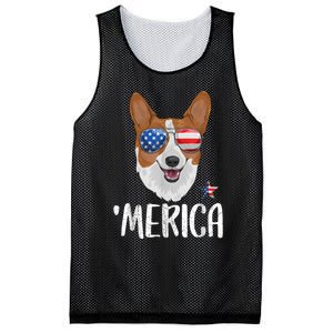 Merica Corgi Dog 4th Of July American Flag Mesh Reversible Basketball Jersey Tank