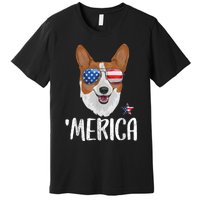 Merica Corgi Dog 4th Of July American Flag Premium T-Shirt