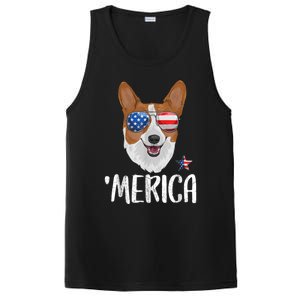 Merica Corgi Dog 4th Of July American Flag PosiCharge Competitor Tank