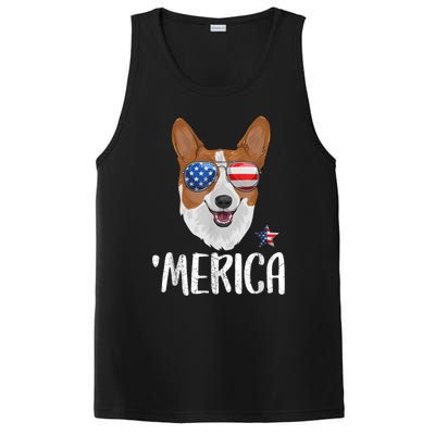 Merica Corgi Dog 4th Of July American Flag PosiCharge Competitor Tank