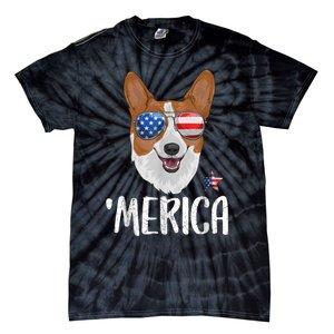 Merica Corgi Dog 4th Of July American Flag Tie-Dye T-Shirt