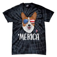 Merica Corgi Dog 4th Of July American Flag Tie-Dye T-Shirt