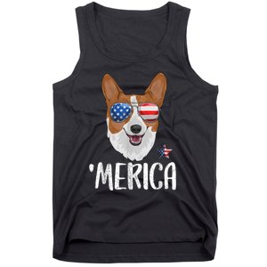 Merica Corgi Dog 4th Of July American Flag Tank Top