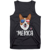 Merica Corgi Dog 4th Of July American Flag Tank Top