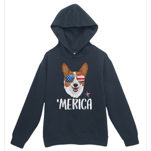 Merica Corgi Dog 4th Of July American Flag Urban Pullover Hoodie