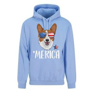 Merica Corgi Dog 4th Of July American Flag Unisex Surf Hoodie