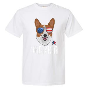 Merica Corgi Dog 4th Of July American Flag Garment-Dyed Heavyweight T-Shirt